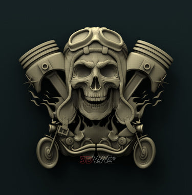 BIKERS SKULL 3D STL 3DWave